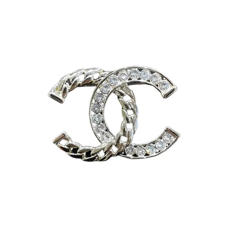 CHANEL Rhinestone Brooches Women's Gold-2