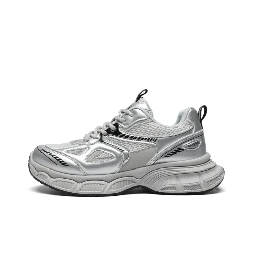 ZHR Sparkling Galaxy Low Top Chunky Sneakers Women's Silver