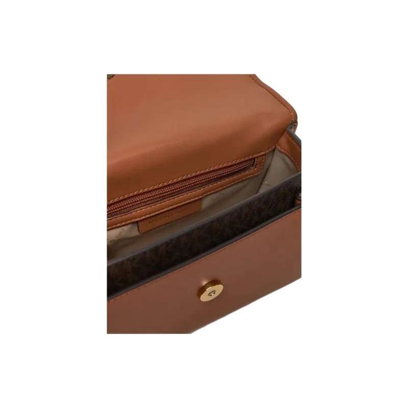 MICHAEL KORS Faux Leather Crossbody Bag, Shoulder Bag Small Size Women's Dark Brown & Acorn Brown-3