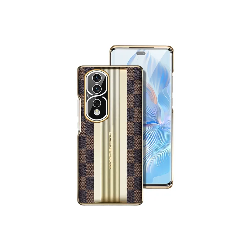 YAQIANTU Vegan Leather Material Phone Cases Compatibility With Honor 80/80 Pro/70/Magic 4/4 Pro Business Formal Luxury-0