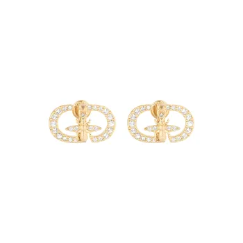 DIOR Metal Stud Earrings Women's Gold