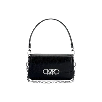 MICHAEL KORS PARKER Snakeskin Print Embossed Leather Handbag Shoulder Bag Medium Size Women's Black