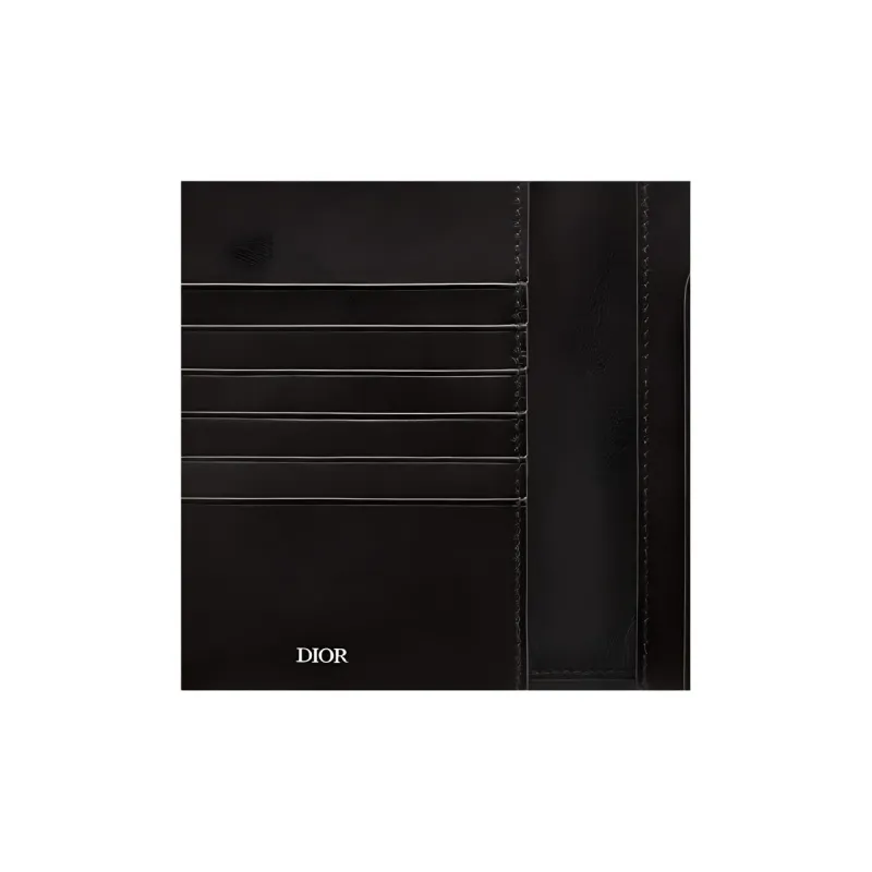 DIOR Cow Leather Passport Holder Men's Black-4