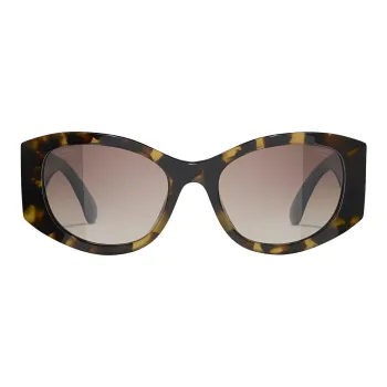 CHANEL Oval Sunglasses Unisex Tortoiseshell