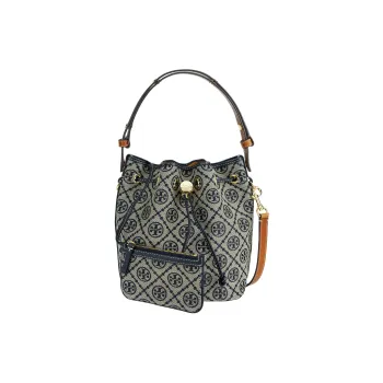 TORY BURCH T Monogram Bucket Bag Navy