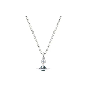 Vivienne Westwood Brass Denim Blue Saturn Globe Pendant Necklace Men's Silver/Denim Blue