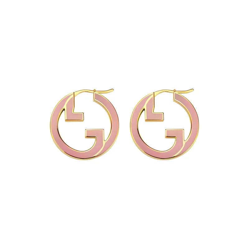 GUCCI Metal, Enamel Stud Earrings Women's Pink-0