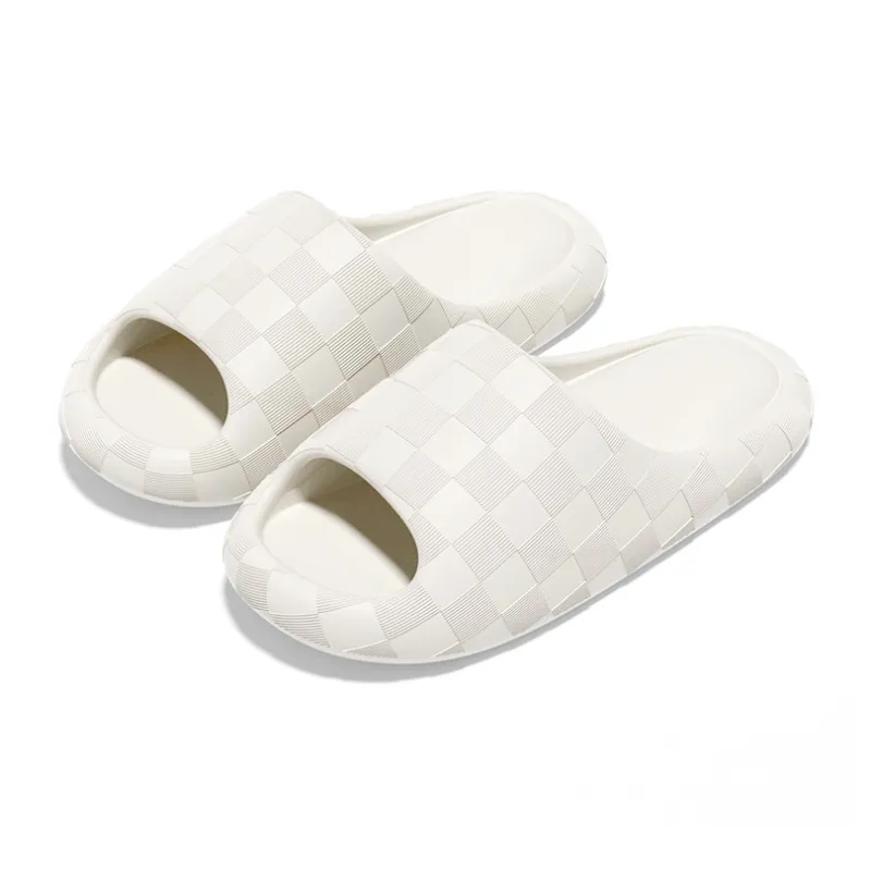 Lighthearted Summer Slippers EVA Square Checkered Squashy And Bouncy Feeling Thickened Slip Resistant Slippers-9