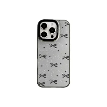 Wei Xin Acrylic Material Shimmer Black Bowknot Phone Cases Compatible With IPhone 16/15 Pro Max/Apple 13/14 Pro/Max