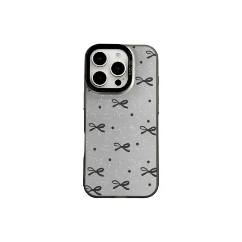 Wei Xin Acrylic Material Shimmer Black Bowknot Phone Cases Compatible With IPhone 16/15 Pro Max/Apple 13/14 Pro/Max