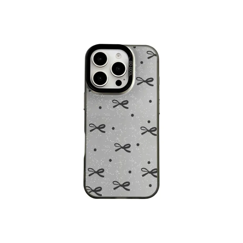 Wei Xin Acrylic Material Shimmer Black Bowknot Phone Cases Compatible With IPhone 16/15 Pro Max/Apple 13/14 Pro/Max-0