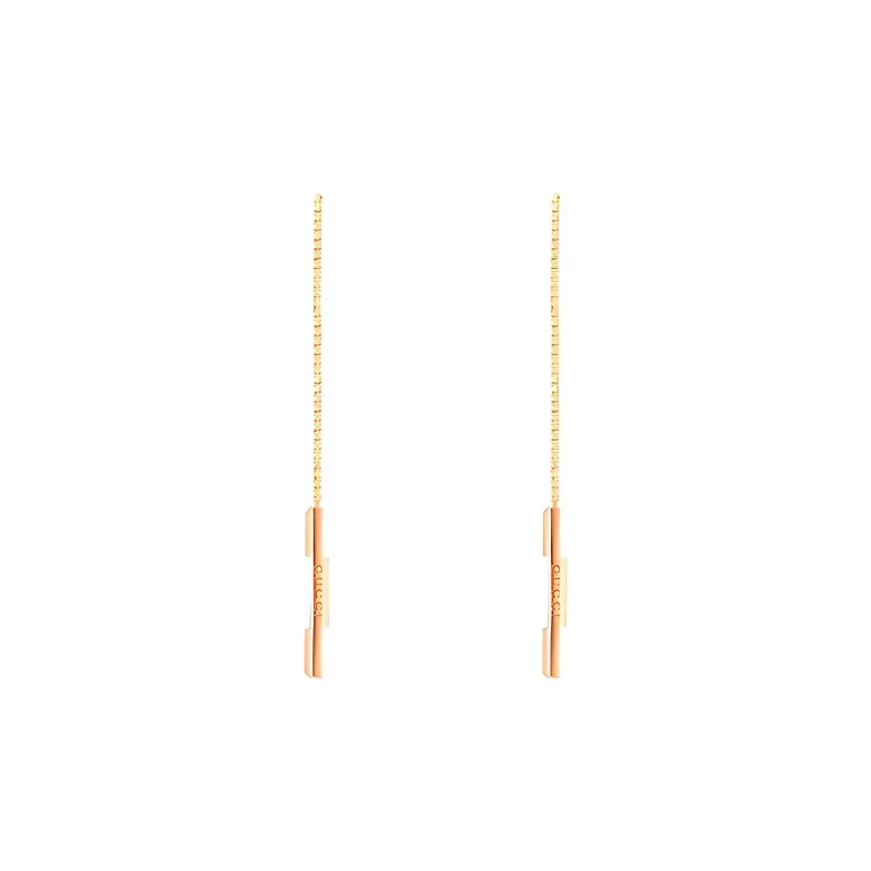 GUCCI Link To Love Series Drop Earrings Unisex Rose Gold-2