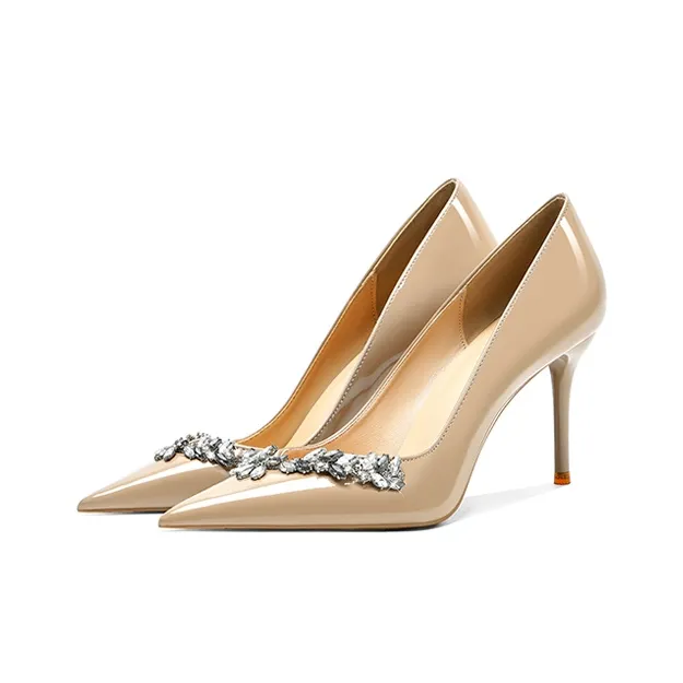 Crelinkxlat The Gift Box Is Luxurious, And The Rhinestones Are Elegant And Generous Slim Heel High Heels 8cm Women's-5
