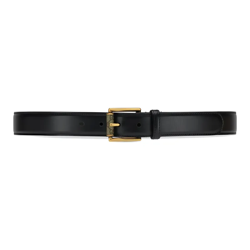 GUCCI Minimalist Casual Comfortable Fashion Pin Buckle Belt Men's Black Width: 3cm-0