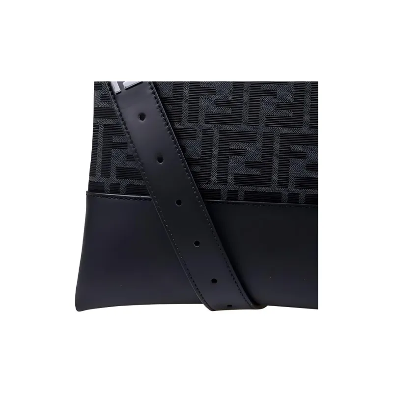 FENDI Leather Clutch Trumpets Men's Black-3