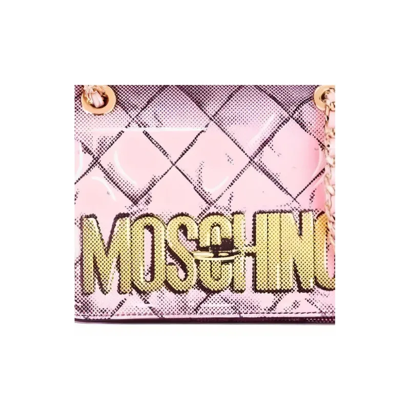 MOSCHINO Genuine Leather Crossbody Bag, Shoulder Bag Regular Women's Pink-2