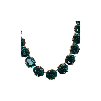 GUCCI Metal Crystal Necklaces Women's Gold