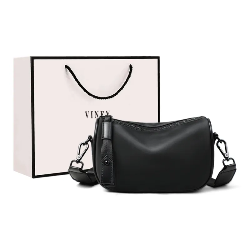 VINEY Fabric Shoulder Bag, Crossbody Bag, Pillow Bag Regular Women's Black-0
