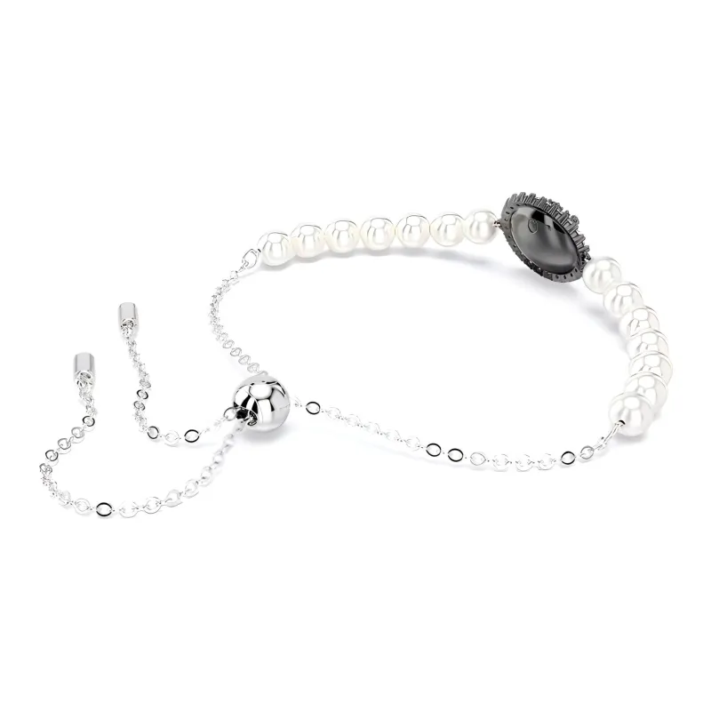 Swarovski Synthetic Cubic Zirconia Rhodium-Plated Faux Crystal Faux Pearl Bracelets Women's Gray-2