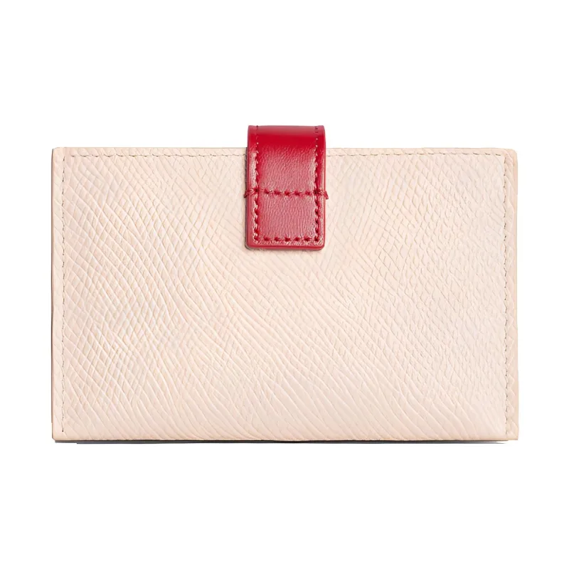 CELINE Grained Calfskin Card Holder Women's Nude Pink/Red-2