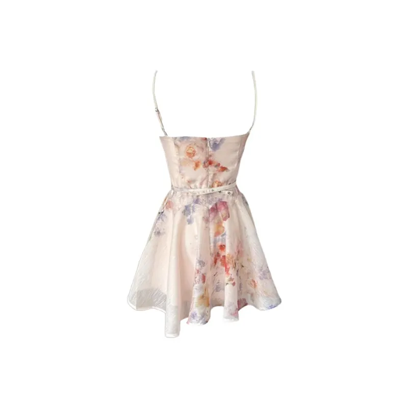 SYEEE WITH U Slip Dress Women's Pink With Belt-1