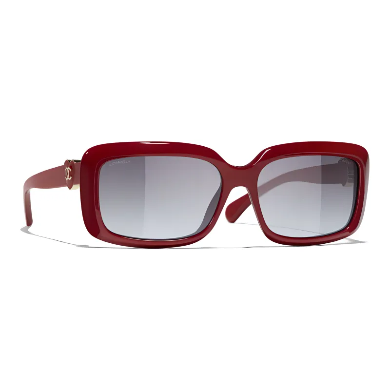 CHANEL Rectangular Sunglasses Unisex Red-1