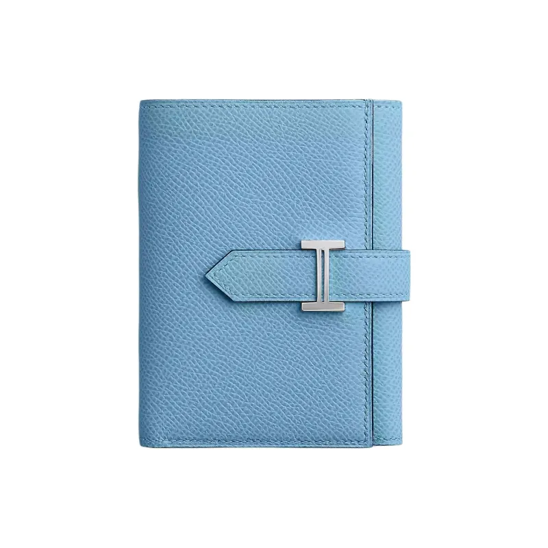 HERMES Bearn Epsom Calfskin Wallet Women's 7N Celeste Sky Blue-0