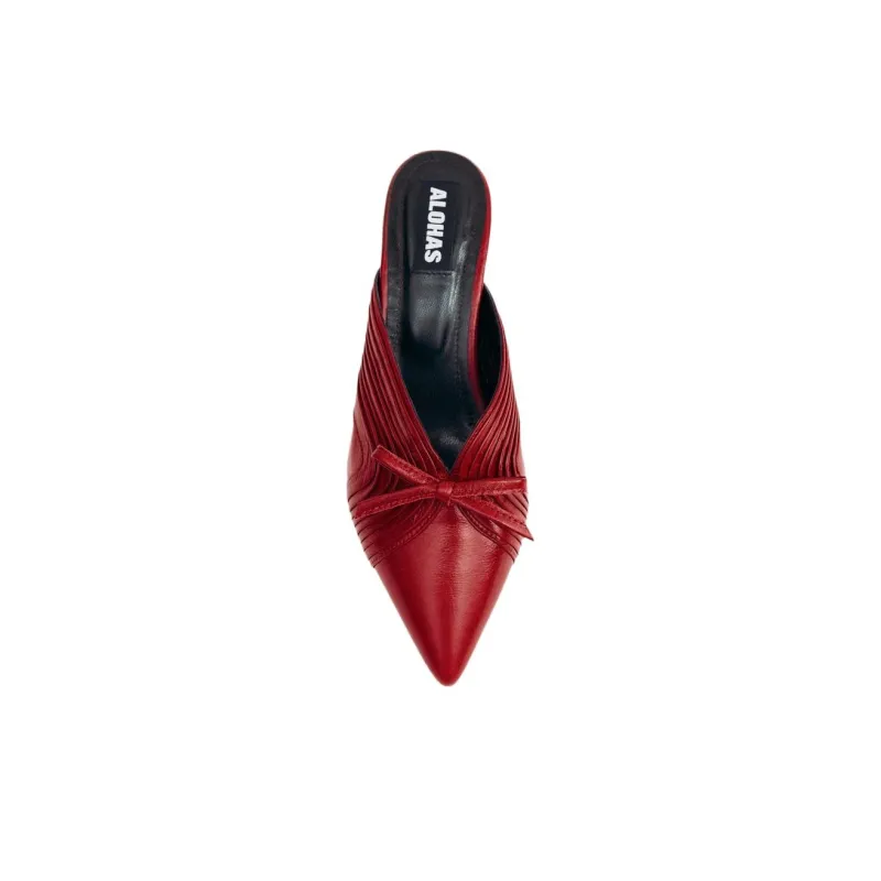 ALOHAS Closed Toe Slippers 4.5cm Women's Red-4