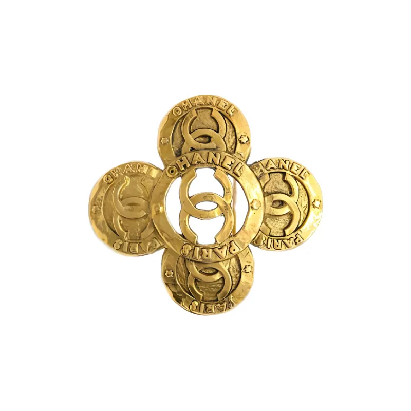 CHANEL 1993 Cc Logo embossed Brooch-1
