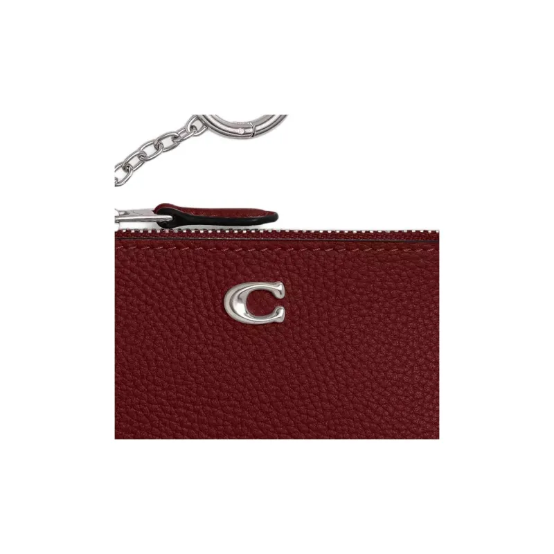COACH Skinny Id Case Leather Wallet Mini Women's Dark Red Gemstone Color-3