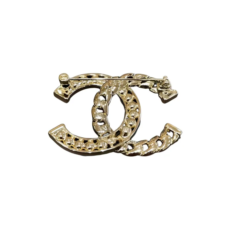 CHANEL Rhinestone Brooches Women's Gold-3