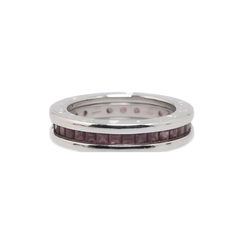 BVLGARI 20th Century 18K White Gold Garnet B.Zero1 1 Band Ring-1