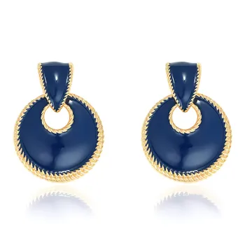 Exhibition Copper Enamel Silver Needle Earrings Women's