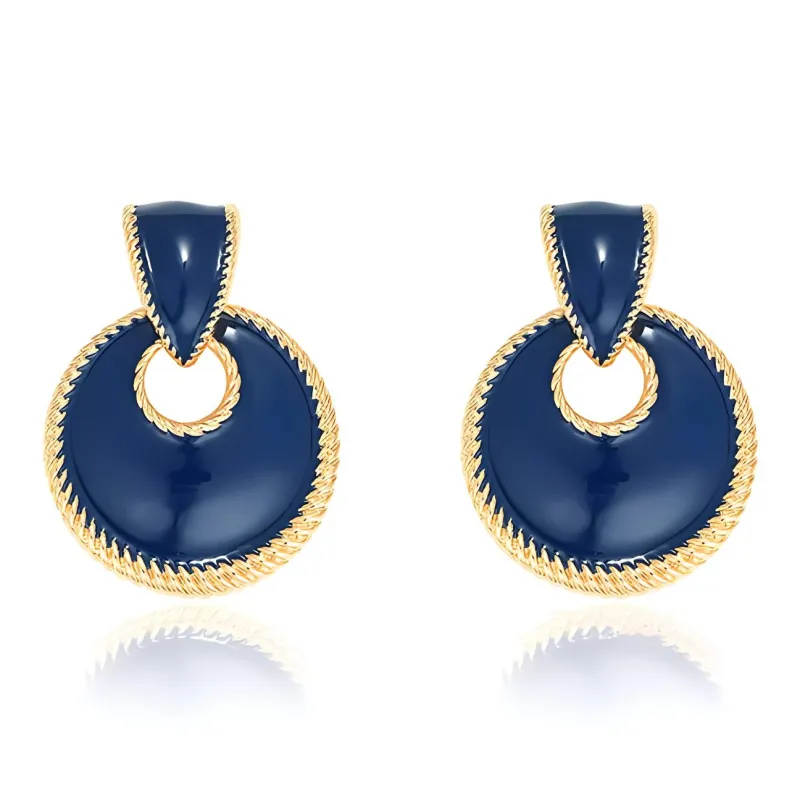 Exhibition Copper Enamel Silver Needle Earrings Women's-0