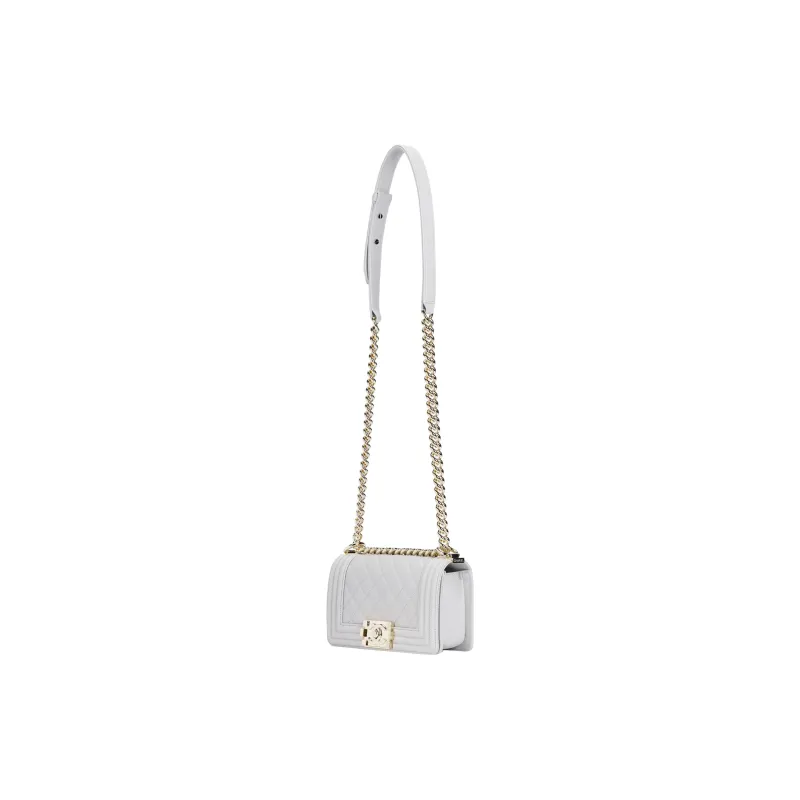 CHANEL Grain Cow Leather Handbag, Shoulder Bag Small Size Women's Gray-1