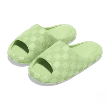 Lighthearted Summer Slippers EVA Square Checkered Squashy And Bouncy Feeling Thickened Slip Resistant Slippers