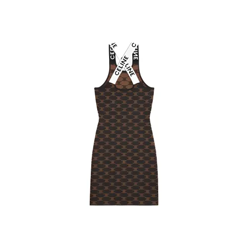 CELINE FW22 Sleeveless Dress Women's Brown