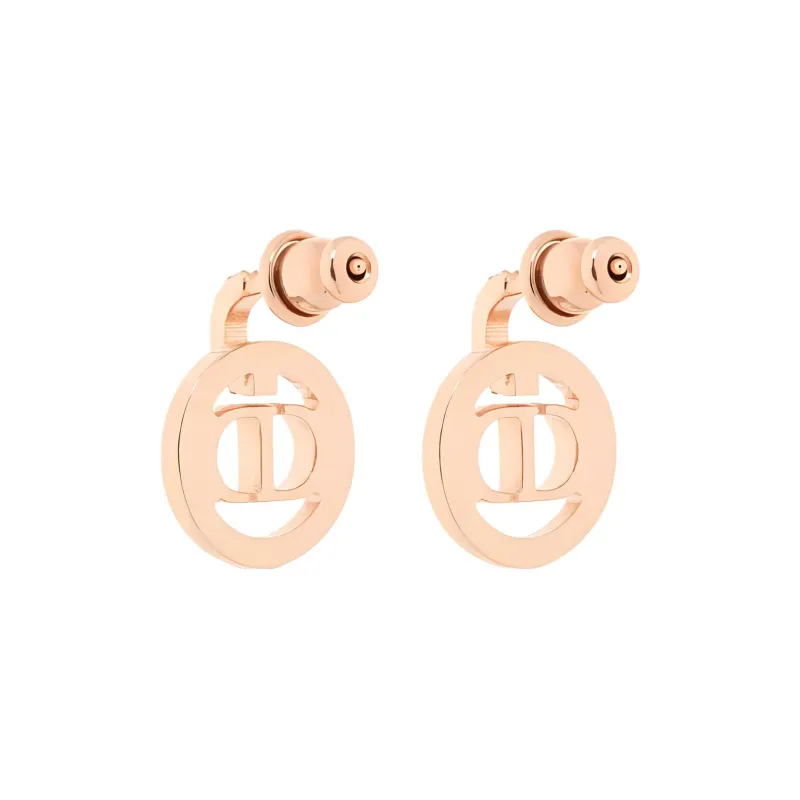 DIOR Metal Faux Crystal Earrings Women's Pink-3