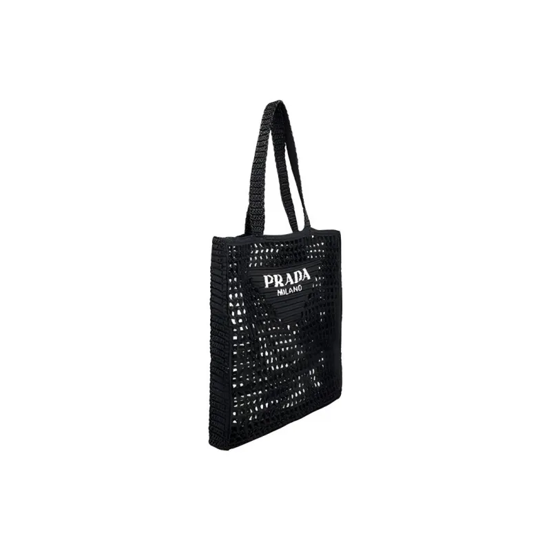 PRADA Cotton Tote Bag Shopping Bag Handbag Regular Men's Black-1
