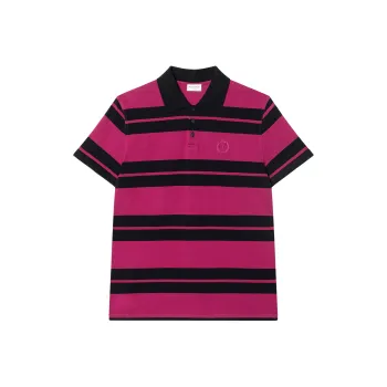 SAINT LAURENT Monogram Striped Polo Shirt