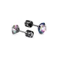 Black Colored Zircon-Aurora Iridescent Stud Earrings (6MM)
