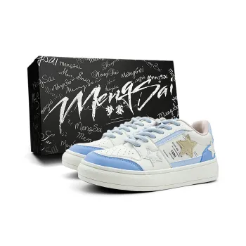 Mengsai Anti Slip Wear Resistant Low Top Skateboard Shoes Women's Light Blue