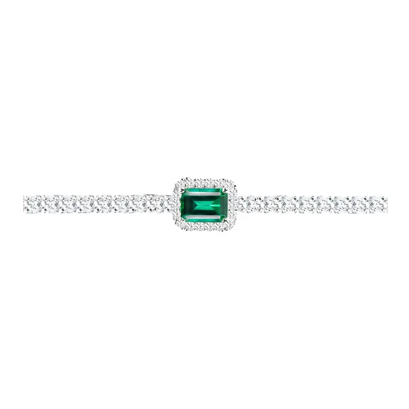 FUNNXI S925 Silver, Cultivated Emerald Bracelets Women's-0