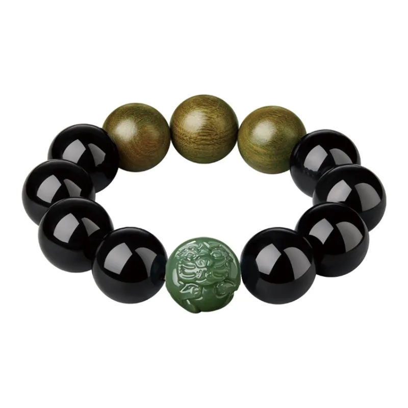 Moonstone Edge Obsidian Bracelets Men's-2