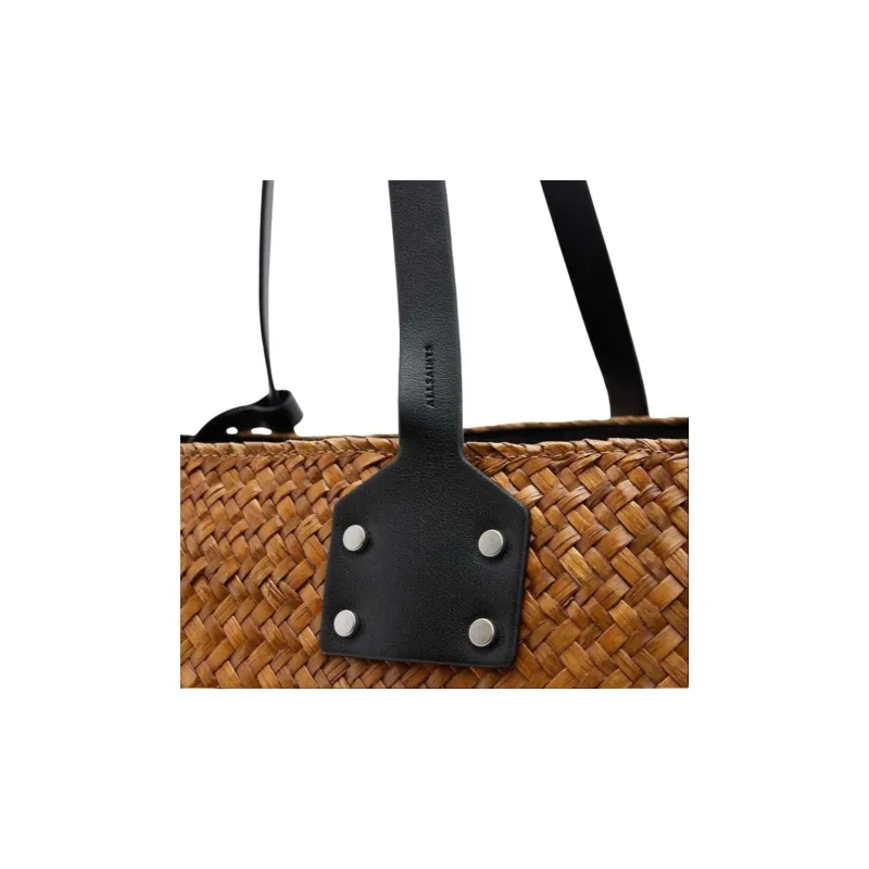 ALLSAINTS Straw Woven Tote Bag Shopping Bag Handbag Large Size Unisex Brown-2