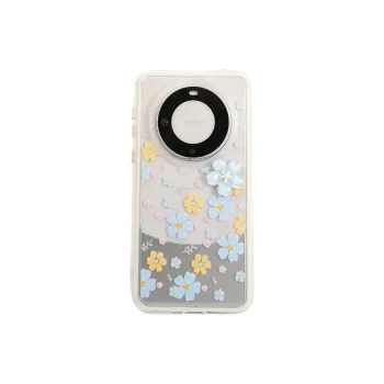 Wei Xin Acrylic Material 2 in 1 Blue Yellow Floral Phone Cases Compatibility With Huawei Mate 70/60 Pro/Pura 70/70 Pro+