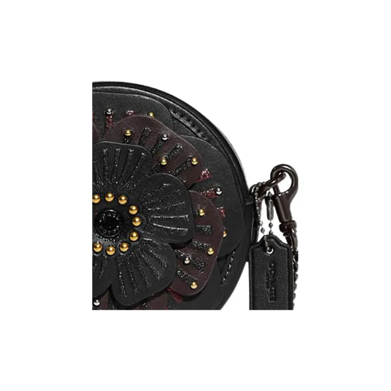 COACH Glove Tanning Shoulder Bag, Crossbody Bag Mini Women's Black-4