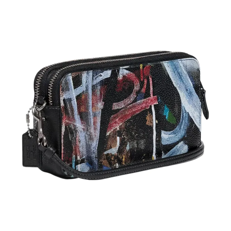 COACH MINT+SERF Collaboration Kira Glossy Pebbled Leather Shoulder Bag Crossbody Bag Small Size Women's Black-1