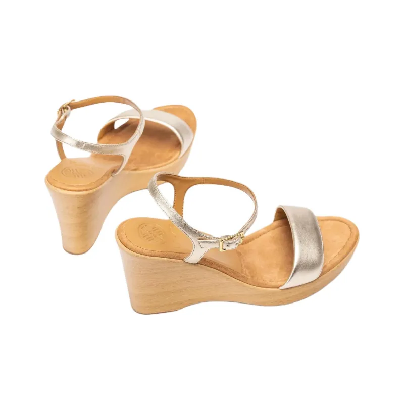 Unisa One Strap Sandals 8.5cm Women's Gold-3