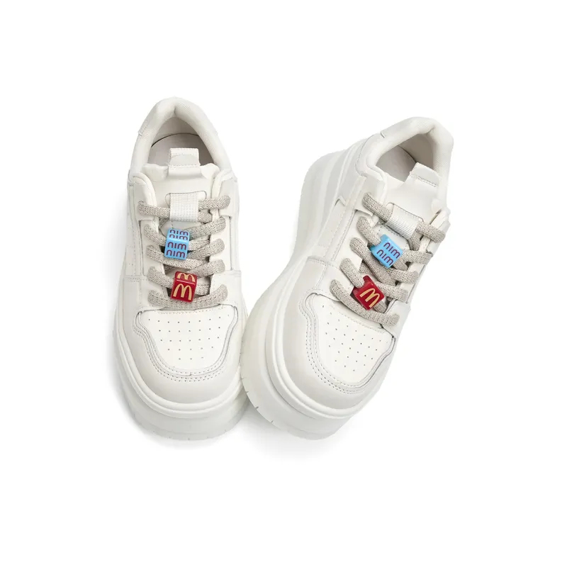 La Chapelle Block Sweetheart Anti Slip And Wear Resistant Height Increasing Low Top Skateboard Shoes Women's White-2